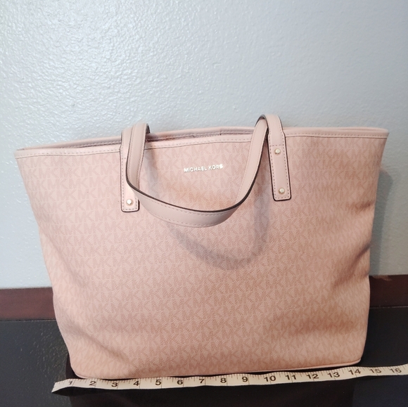 Michael Kors Handbag Purse Tote Pink MK Logo Shoulder Bag - Picture 8 of 16
